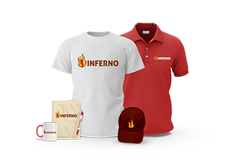 Discounts in promotional products and apparel for black friday 2024 deals red shirts, t-shirts, mugs, notebooks and hats with your brand design on it