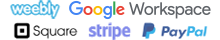 Logos für Weebly, Google Workspace, Square, Stripe, Paypal