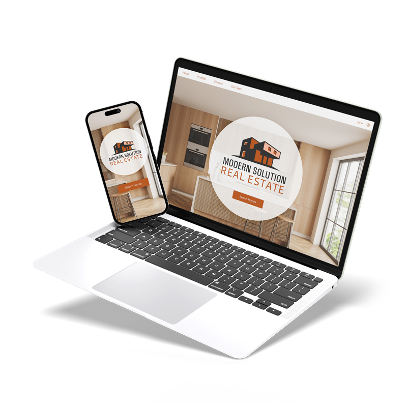 Modern Solution Real Estate is a logo created with Logo Maker it represents a real estate company with a fancy design to use in a professional website, business cards and more